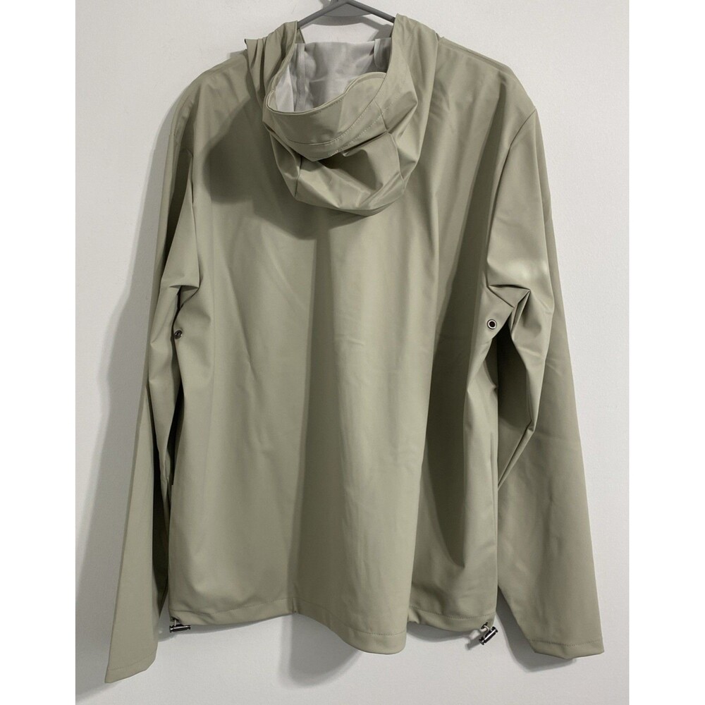 Rains Jacket Unisex Women's Men's L Cement Snap Front Short Hooded Coat NEW - Picture 9 of 16